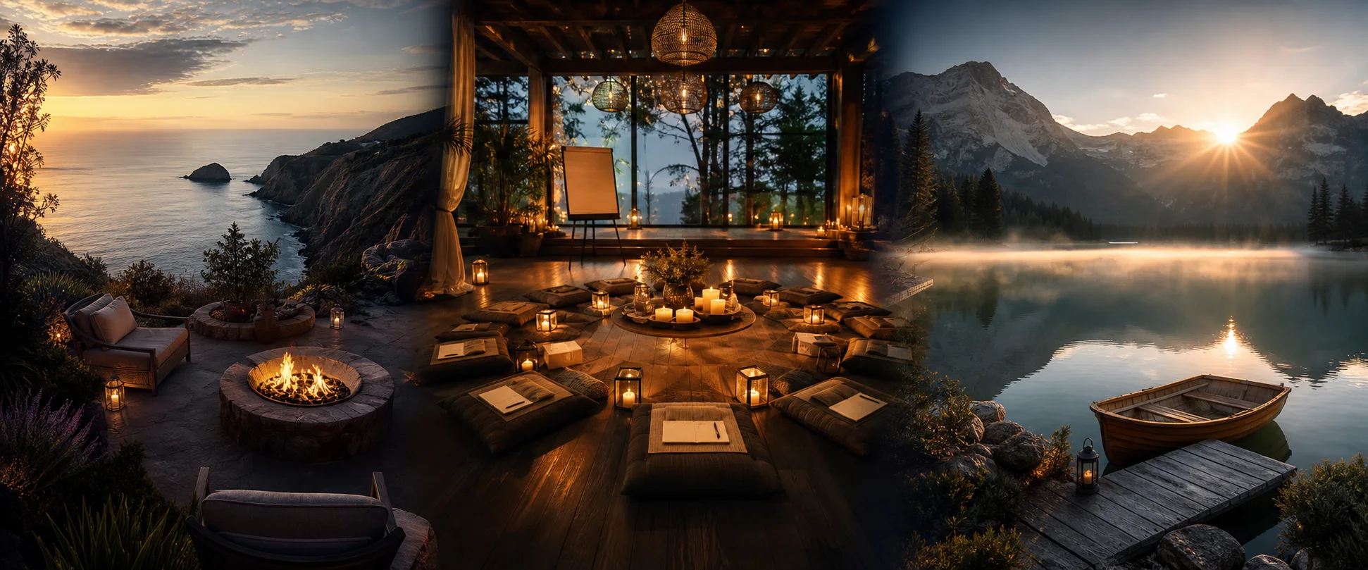 A coastal retreat, intimate workshop space, and peaceful alpine lake